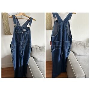 Hisea Bib Overalls Men's 36/32L Blue Denim Workwear Carpenter Utility Pockets